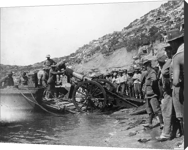 WORLD WAR I: GALLIPOLI. Allied troops landing at Anzac Beach in the Dardanelles strait