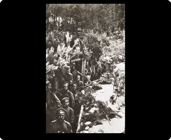 WORLD WAR I: TRENCH. Russian troops in a German trench on the Galician front during World War I