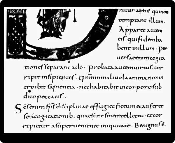 PALEOGRAPHY, 9th CENTURY. Carolingian minuscule from a ninth century manuscript