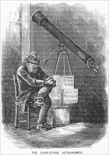 CURBSTONE ASTRONOMER, 1872. Wood engrawing, American, 1872