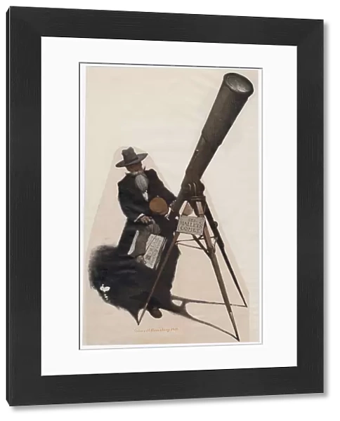 HALLEYs COMET, 1910. A newsboy viewing Halleys Comet through a telescope