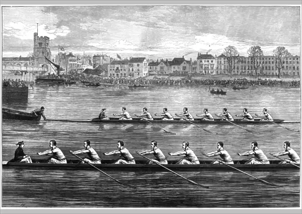 BOAT RACE, 1873. The Oxford and Cambridge Boat Race - Ready to start