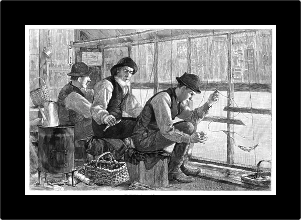 FISHING, 1886. Smelt-fishing. Engraving after a drawing by J. MacDonald, 1886