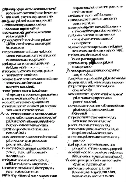 LATIN BIBLE MANUSCRIPT. One of the eleven remaining leaves of a manuscript of a