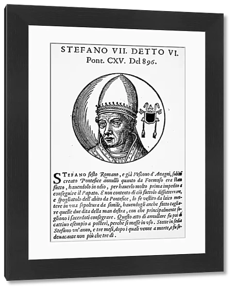 STEPHEN VI (d. 897). Pope, 896-897. Woodcut, Venetian, 1592