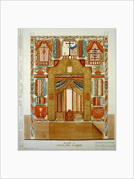RETABLO, 1816. Architectural drawing for the retablo in El Santuario de Chimayo in Chimayo