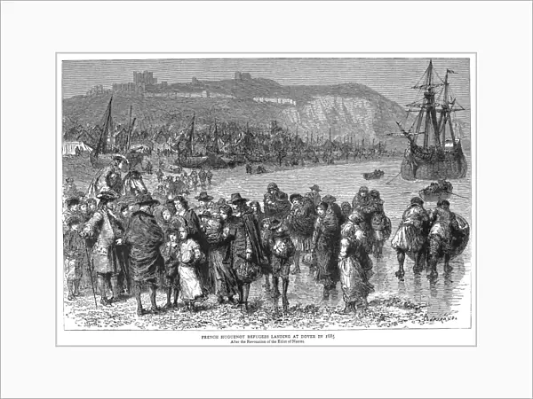 HUGUENOTS IN DOVER, 1685. French Huguenots landing at Dover, England, after the