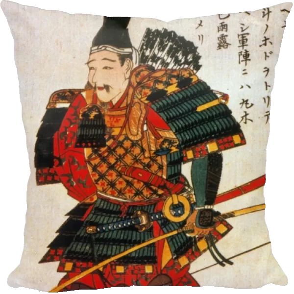 JAPAN: SAMURAI IN ARMOR. Japanese samurai in o yoroi armor of Heian period, 8th-12th centuries
