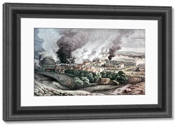 FRANCE: IRON FOUNDRY, 1830. Iron foundry at Creusot, France. Lithograph, French, c1830