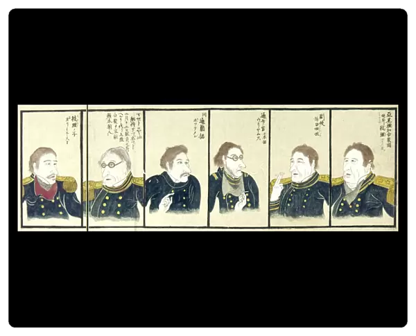 JAPAN: PERRYs OFFICERS. Officers of the fleet of Matthew Perry. From left: Perrys son