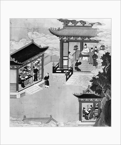 CHINA: EMPEROR & SCHOLARS. Scholars at work (left and lower right) and meeting