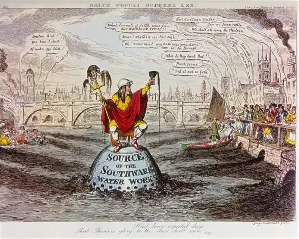 CRUIKSHANK: CARTOON, 1832. Source of the Southwark Water Works, or, Salus Populi Suprema Lex