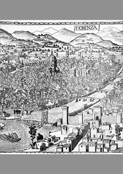 ITALY: FLORENCE, c1500. Detail of a woodcut attributed to Lucantonio degli Uberti