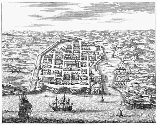 HISPANIOLA: SANTO DOMINGO. View of the city of Santo Domingo. Line engraving, 1673