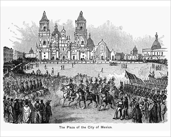 MEXICO CITY, 1847. The U. S. Army entering Mexico City, 17 September 1847. Wood engraving