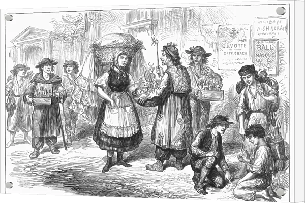 VIENNA: UNDERCLASS, 1873. Pedlars and laundress on the streets of Vienna, Austria