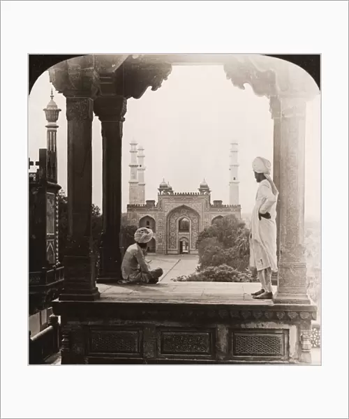 INDIA: SIKANDRA MAUSOLEUM. View from the terrace of the gateway to Emperor Akbar s