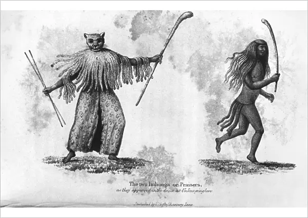 AFRICA: ZULUS, 1836. The two Imbonga or (Chief s) Praisers