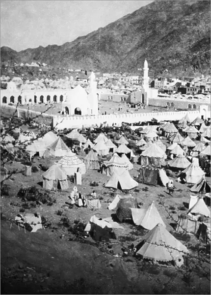 MECCA: PILGRIMS, c1910. A city of tents outside of the Ka ba at Mecca, Saudi Arabia