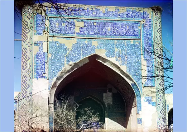UZBEKISTAN: MADRASAH, 1911. A view of the entrance of the Kush madrasah in Bukhara, Uzbekistan