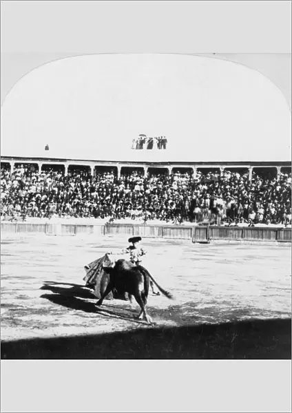 MEXICO: BULLFIGHT, c1900. Bullfight in an arena in Mexico. Stereograph, c1900
