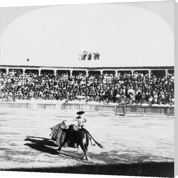 MEXICO: BULLFIGHT, c1900. Bullfight in an arena in Mexico. Stereograph, c1900
