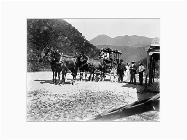 NEW ZEALAND: COACH, c1900. Passenger coach at Owen Junction, Waimea County on the