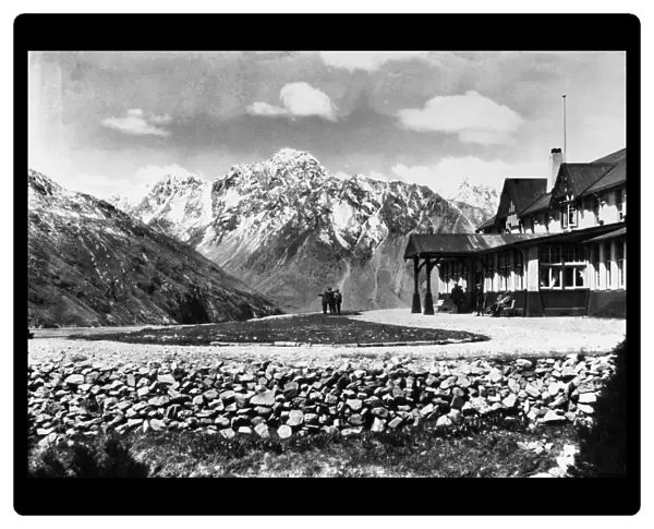 NEW ZEALAND: RESORT, c1919. The Hermitage Hotel and Mount Cook on New Zealands South Island