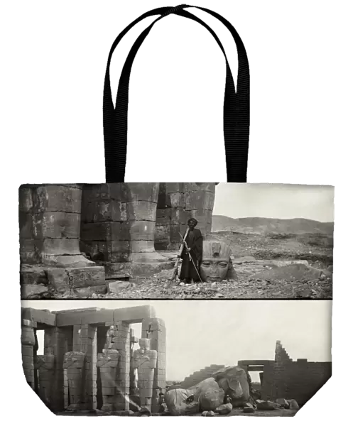 EGYPT: THEBES RUINS, c1875. Photographs at the ruins of the Memnonium in Thebes, Egypt