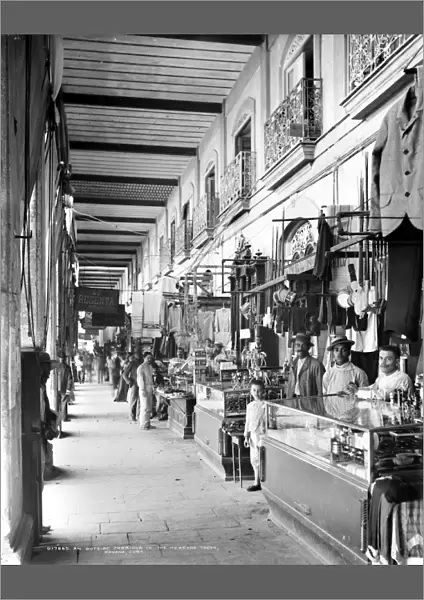 CUBA: HAVANA, c1904. Outside corridor at the Tacon Market in Havana, Cuba. Photograph