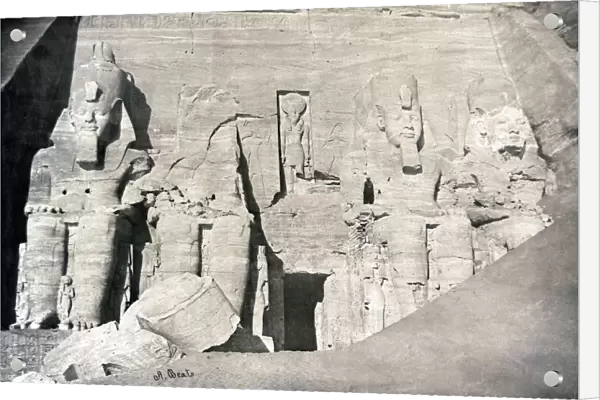 EGYPT: ABU SIMBEL TEMPLE. Colossal statues of Ramses II at the entrance to the