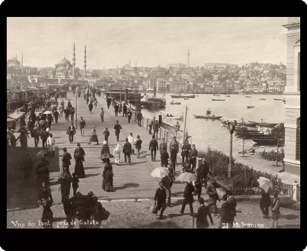 CONSTANTINOPLE, c1900. A view of the Galata Bridge in Constantinople, Ottoman Empire