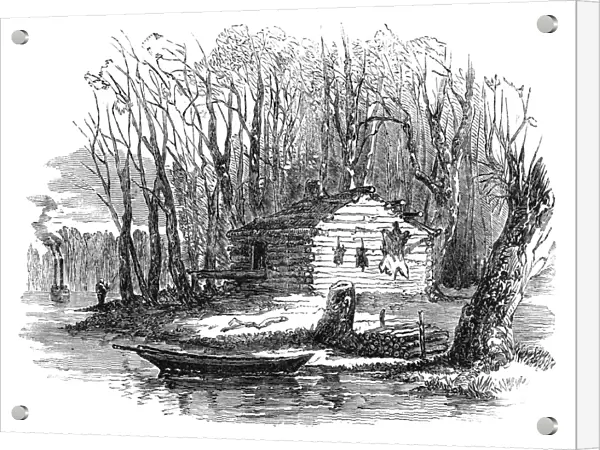 MISSISSIPPI RIVER, 1858. A wood-choppers hut along the lower Mississippi River
