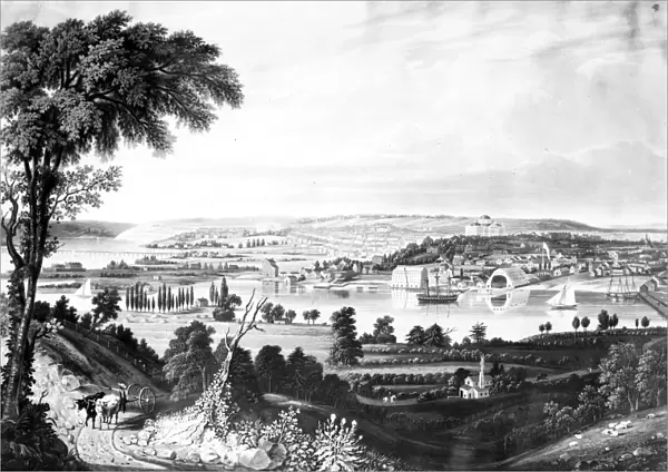 WASHINGTON, D. C. 1834. A view of Washington, D. C. from beyond the Navy Yard. Aquatint