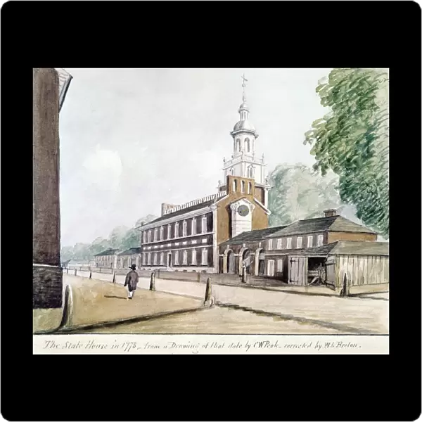 INDEPENDENCE HALL. The State House in 1778, from a drawing of that date by C. W