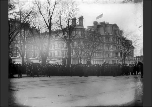 WASHINGTON, D. C. 1889. A crowd waiting in front of the Old Executive Office Building