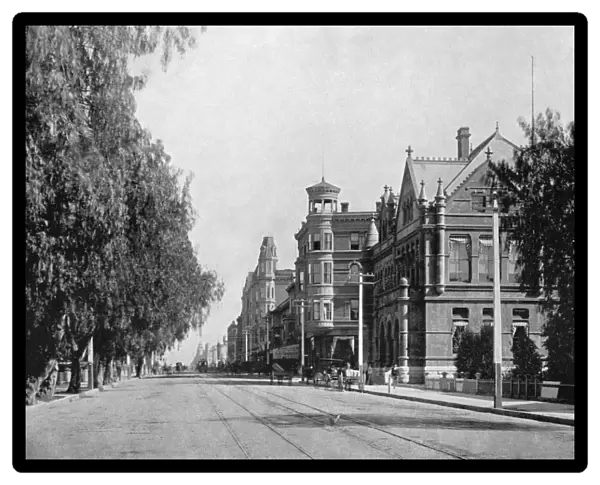 LOS ANGELES: MAIN STREET. Main Street in Los Angeles, California. Photograph, c1890