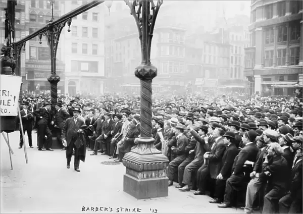 NEW YORK: BARBER STRIKE. Labor leader Joseph James Ettor (1886-1948) speaking during