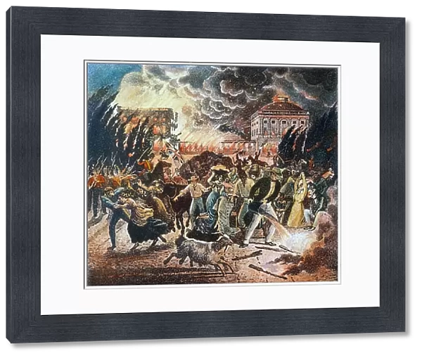 WASHINGTON BURNING, 1814. Washingtonians fleeing the city during the burning of the White House