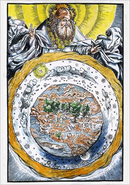 PTOLEMAIC UNIVERSE, 1534. God as the Orderer of the (Ptolemaic) Universe with the