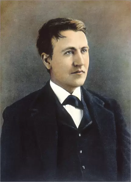 THOMAS EDISON (1847-1931). American inventor. Oil over a photograph, 1880