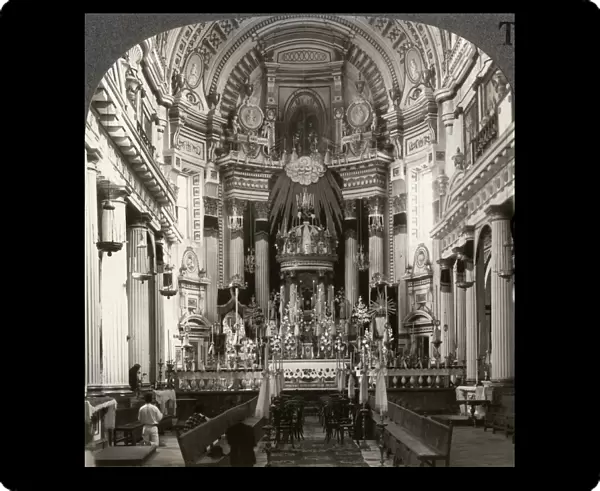 MEXICO: PUEBLA, c1920. Highly decorated interior of the church of San Francisco, Puebla, Mexico