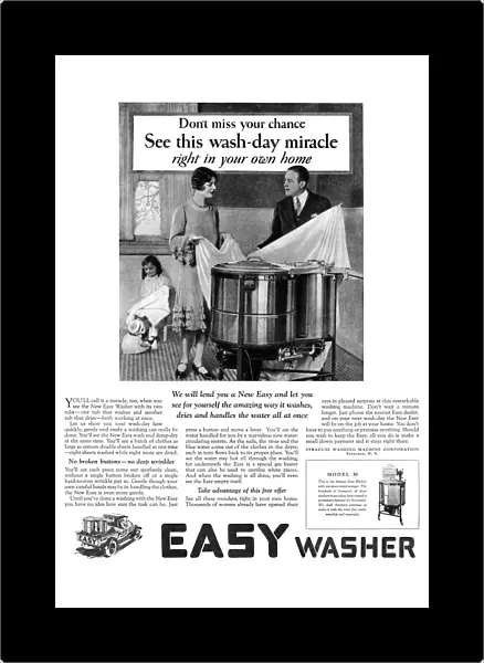 AD: WASHING MACHINE, 1927. American advertisement for Easy Washer, manufactured