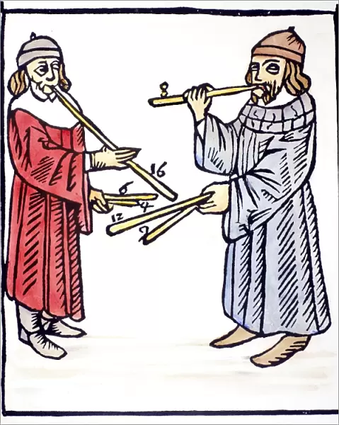 PIPERS, 1492. Woodcut from Theorica Musicae by Franchinus Gaffurius. Milan, 1492