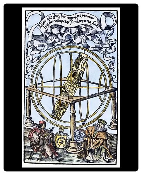 ARMILLARY SPHERE, 1514. Armillary sphere with zodiac