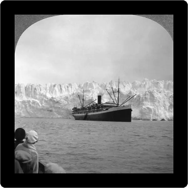 ALASKA: TOURISM, 1920s. A cruise ship anchored near the Columbia Glacier in Prince William Sound