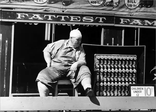VERMONT: SIDESHOW, 1941. The Fattest Man sideshow at the Vermont State Fair in Rutland, Vermont