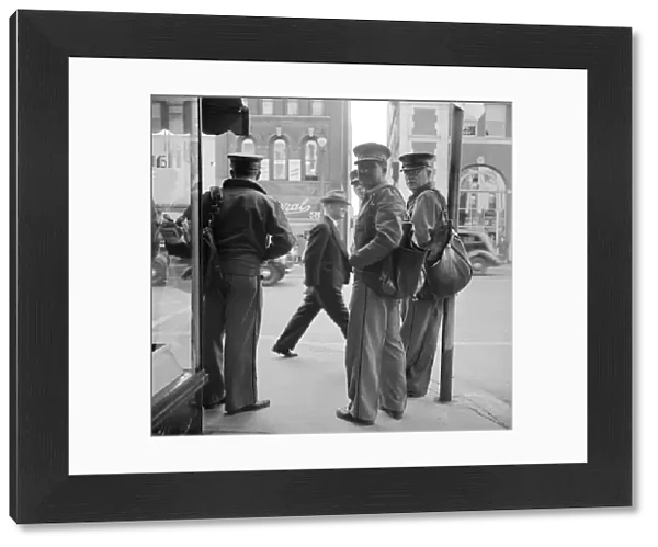 NEW YORK: AMSTERDAM, 1941. Postmen on the street in Amsterdam, New York