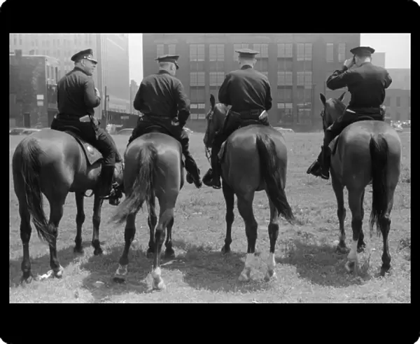CHICAGO: POLICE, 1941. Mounted police in Chicago, Illinois. Photograph by John Vachon