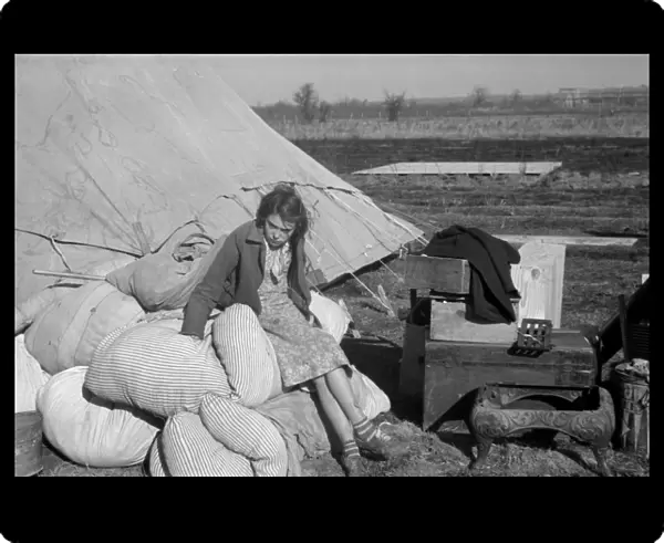 ARKANSAS: FLOOD CAMP, 1937. A young girl in a camp for white flood refugees at Forrest City